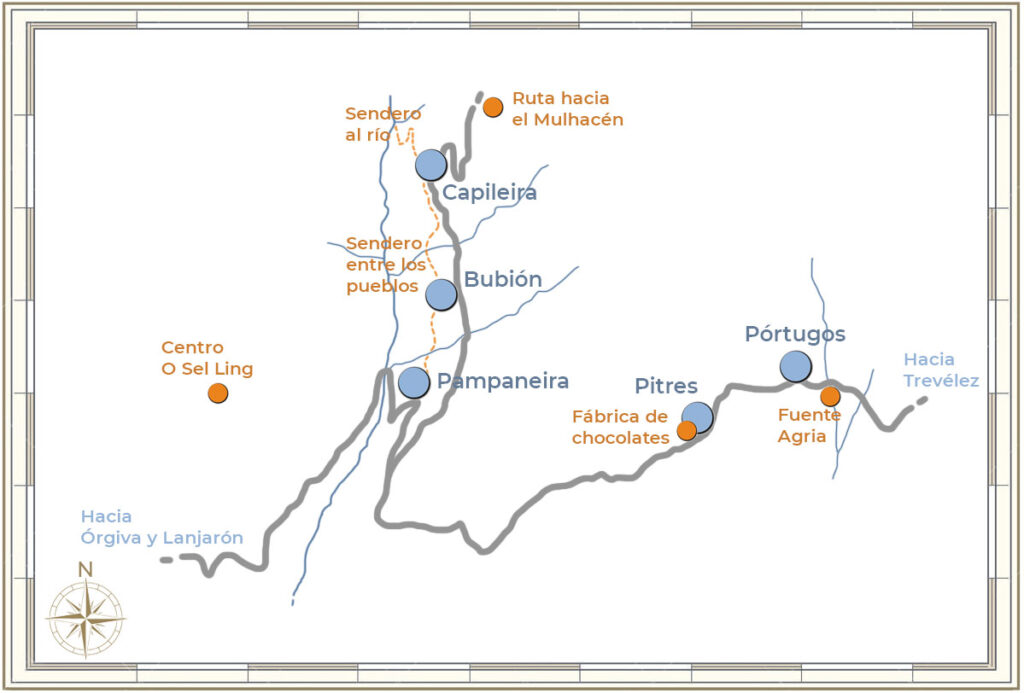 Mapa del viaje al valle del Poqueira